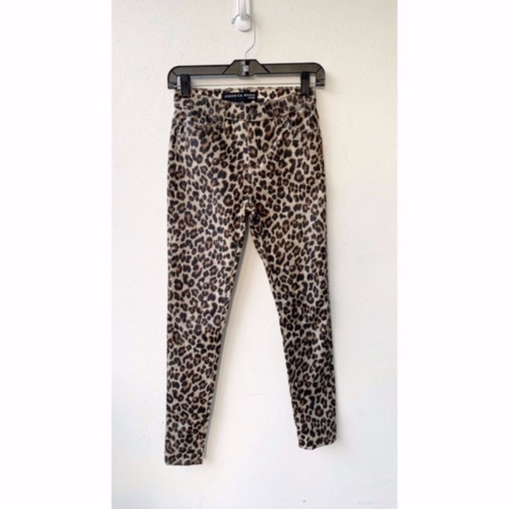 Veronica Beard Coated Leopard Brooke Skinny Mid Rise Jeans 24/00
